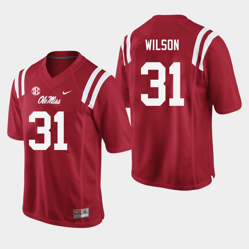 Calvin Wilson Ole Miss Rebels NCAA Men's Red #31 Stitched Limited College Football Jersey GFV3858ZH